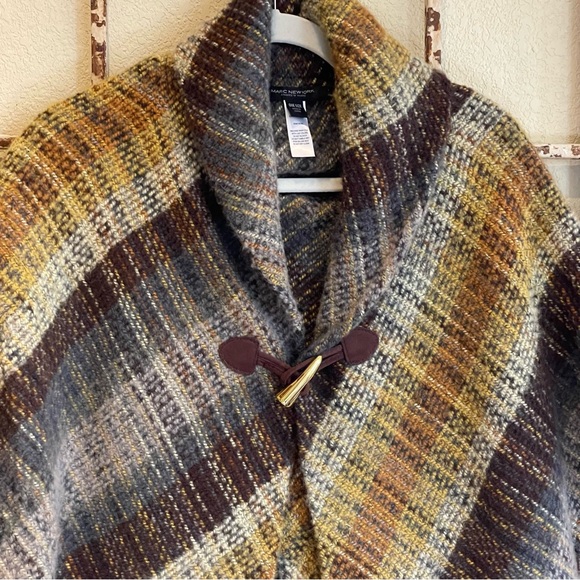 MARC NNEW YORK elegant shades of brown & gold fringe cape/poncho One Size - Picture 3 of 15